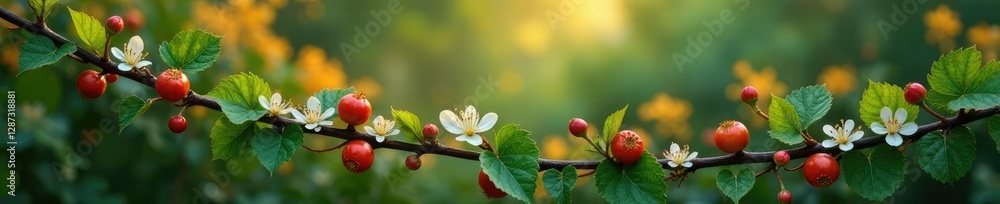 Vines covered with tiny droplets and blossoms, autumn garden, floral details, vine flowers Vines covered with tiny droplets and blossoms, autumn garden, floral details, vine flowers