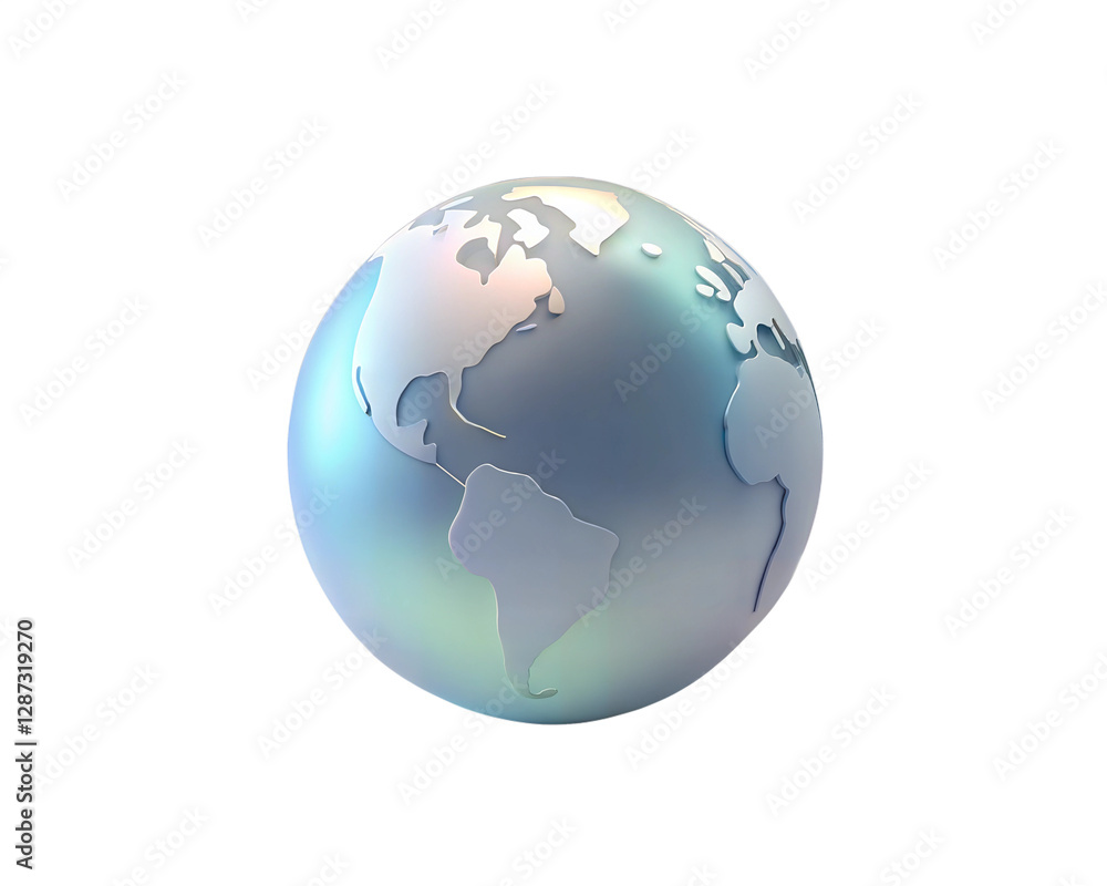 A modern holographic 3D globe icon with world map contours, isolated on white background, ideal for global, international, and technology-related content. A modern holographic 3D globe icon with world map contours, isolated on white background, ideal for global, international, and technology-related content.