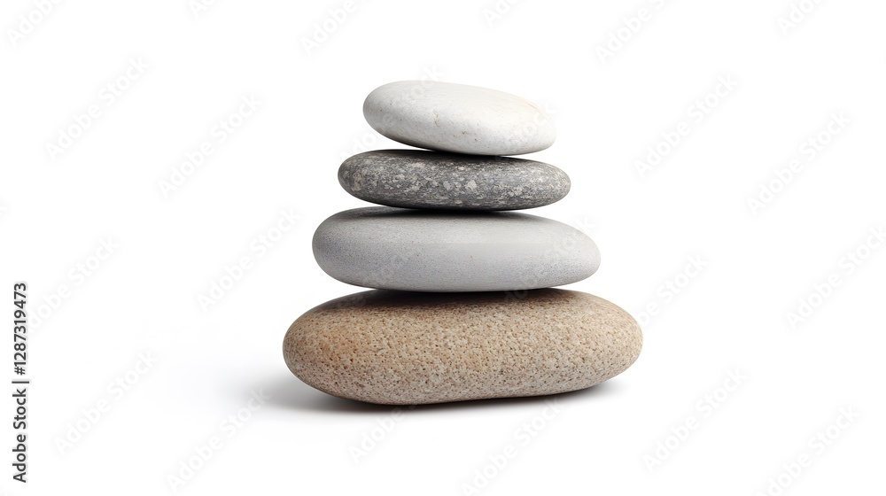 A stack of smooth stones, clean white background, transparent isolate A stack of smooth stones, clean white background, transparent isolate