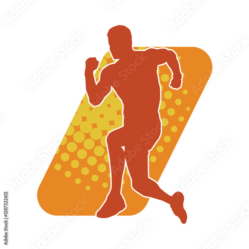 Silhouette of a sporty man in running pose. Silhouette of a male run pose.