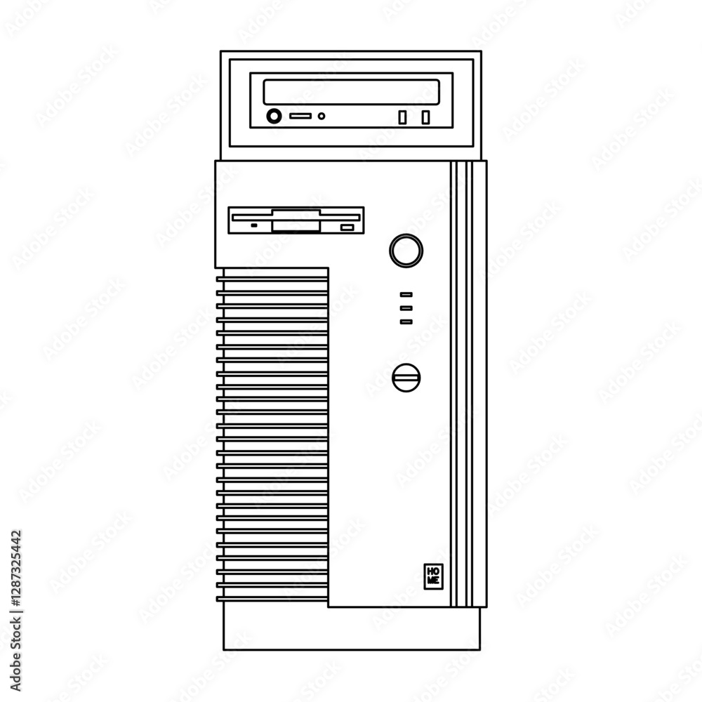 Simple Retro CPU illustration Design Simple Retro CPU illustration Design