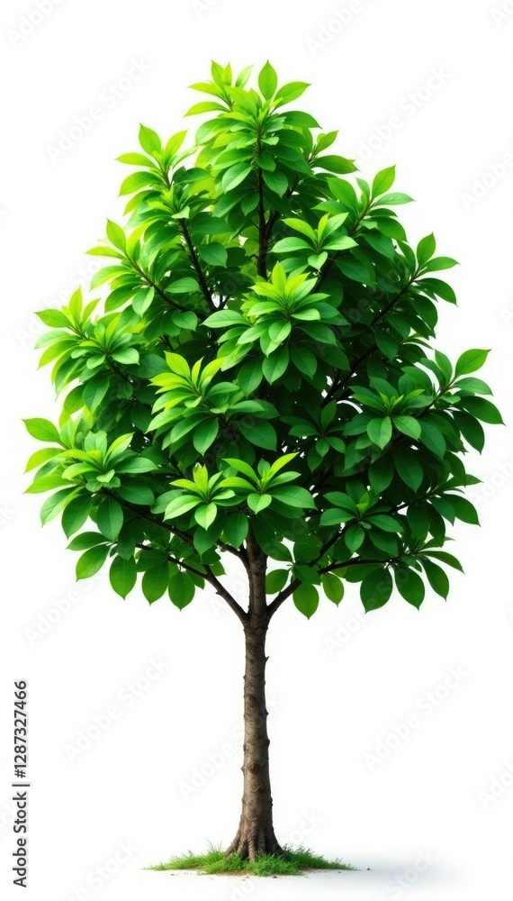 Fototapeta premium Dense foliage of Ligustrum Chinensis tree isolated on white background, evergreen, plant, foliage