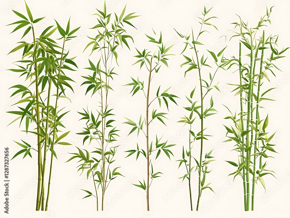 Obraz premium Bamboo collection, elegant stems, artistic arrangement