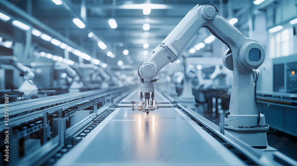 AI-powered automated assembly line in a factory