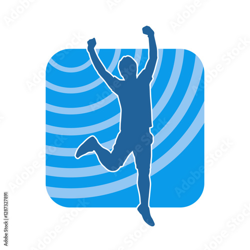 Silhouette of a male dancer in performing pose. Silhouette of a dancing man.