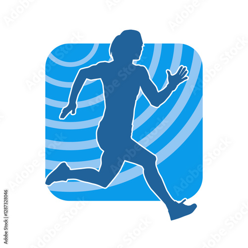 Silhouette of a sporty woman in running pose. Silhouette of a female run pose.