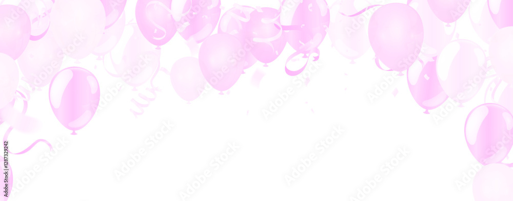 Set of pink, white transparent with confetti helium balloon isolated in the air.for birthday, anniversary, celebration, event design. Vector illustration Set of pink, white transparent with confetti helium balloon isolated in the air.for birthday, anniversary, celebration, event design. Vector illustration