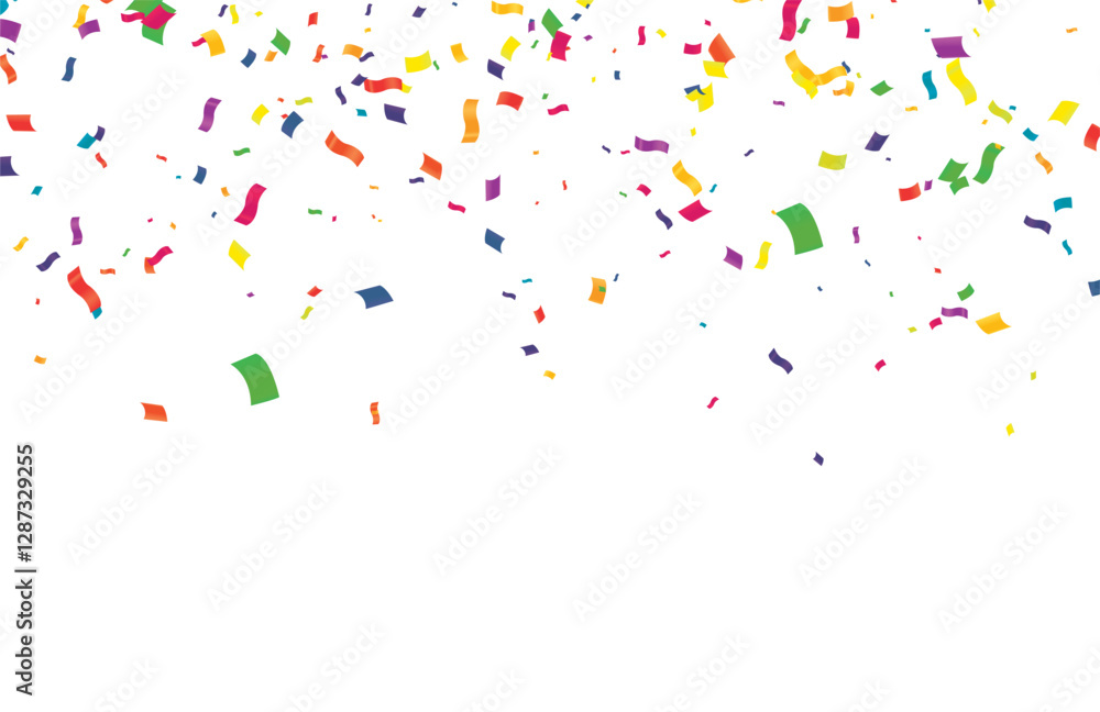 Vector serpentine, abstract background with many falling tiny colorful confetti pieces and ribbon. Carnival, Christmas or New Year decoration colorful party pennants for birthday Vector serpentine, abstract background with many falling tiny colorful confetti pieces and ribbon. Carnival, Christmas or New Year decoration colorful party pennants for birthday