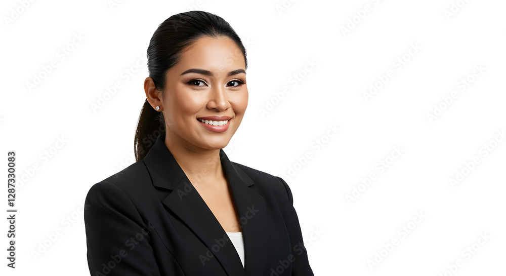 Portrait of a beautiful, smiling businesswoman in a suit, isolated on transparent background Portrait of a beautiful, smiling businesswoman in a suit, isolated on transparent background