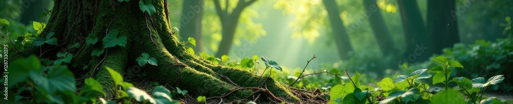 Vines and creepers entwine the trunks of trees,, undergrowth Vines and creepers entwine the trunks of trees,, undergrowth