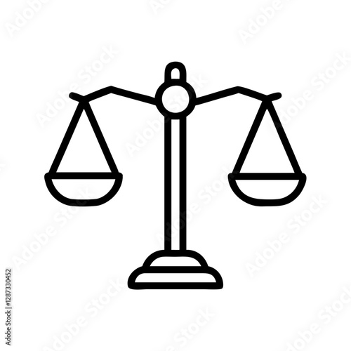 Balanced justice scale line icon representing fairness, law, and the legal system, ideal for law firms and judiciary branding