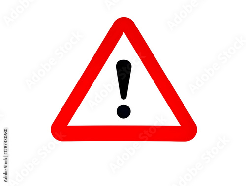 general warning sign triangular shape with exclamation mark on white background	