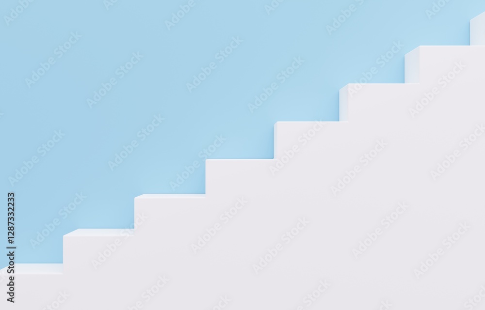 Fototapeta premium 3D素材_シンプルな階段_水色