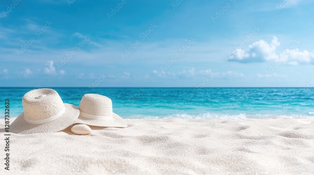 Tropical beach hats summer vacation ocean Tropical beach hats summer vacation ocean
