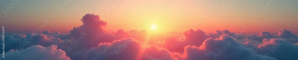 Gentle clouds drift lazily across the sunlit sky at sunset, calming, drifting, soft light Gentle clouds drift lazily across the sunlit sky at sunset, calming, drifting, soft light