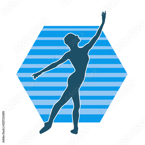 Silhouette of a female ballet dancer in action pose. Silhouette of a ballerina girl dancing pose.