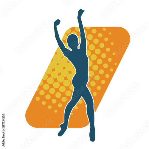 Silhouette of a female ballet dancer in action pose. Silhouette of a ballerina girl dancing pose.