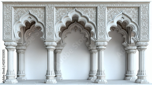 Intricate White Architectural Detail with Three Arched Niches