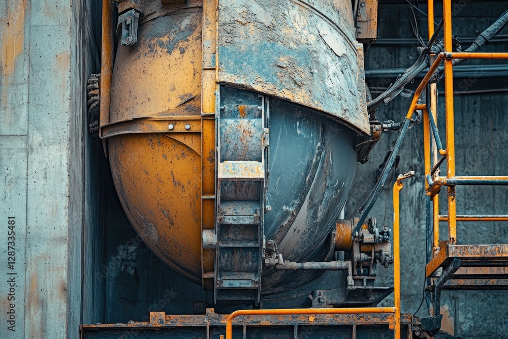 Vibrant Color Image of Close Up Photo of a Large and Sturdy Building Material Mixer Vibrant Color Image of Close Up Photo of a Large and Sturdy Building Material Mixer