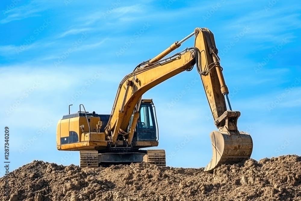 Ultra Quality Picture of Excavator on a Construction Site Against a Blue Sky Ultra Quality Picture of Excavator on a Construction Site Against a Blue Sky