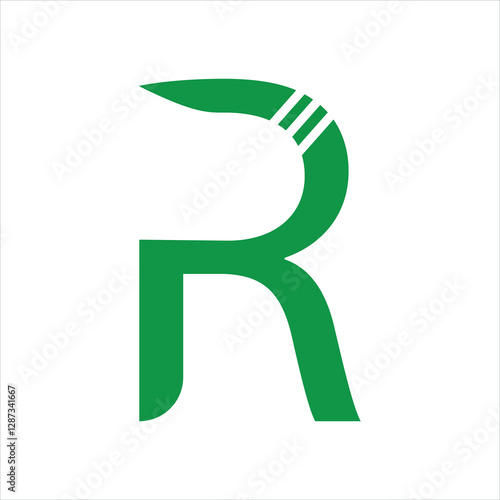 Letter R Modern Logo Collection with Line Pattern.