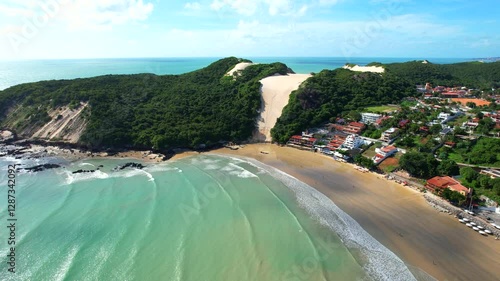 Aerial view of Ponta Negra beach, Morro do Careca, in Natal, Rio Grande do Norte, Brazil.