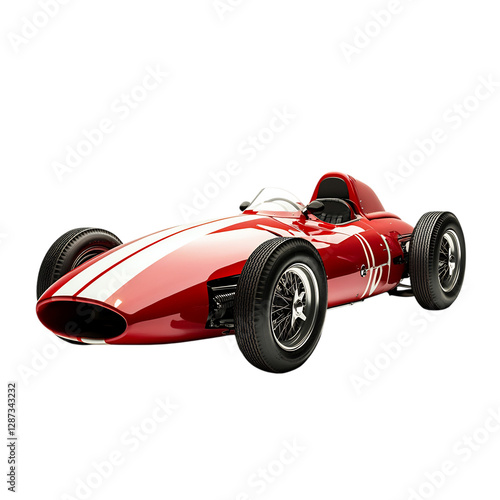 A Vintage Red Racing Car Isolated on Transparent Background