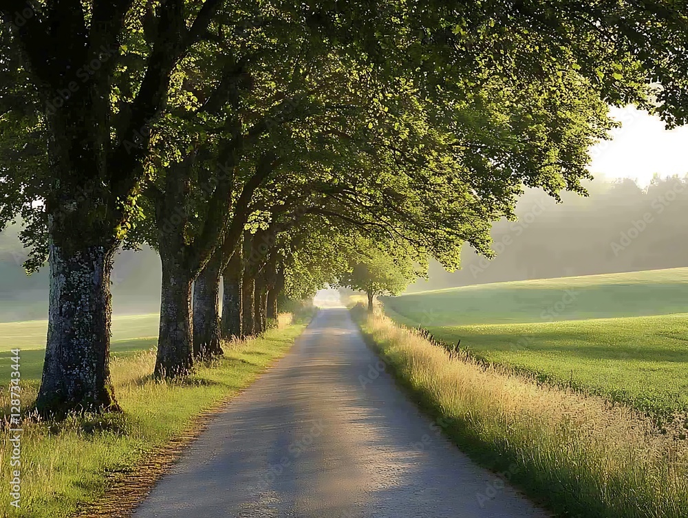 Obraz premium Country Road, Sunlight, Trees