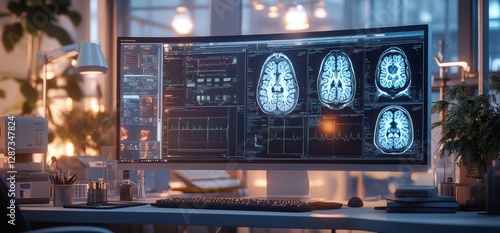 Medical Brain Scan Analysis on a Large Ultrawide Monitor