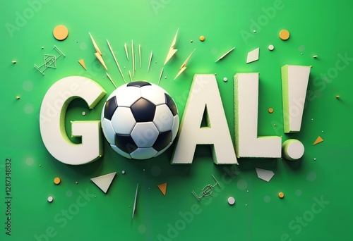 Wallpaper Mural Sports-themed text 'GOAL!' in bold blocky letters with a white front classic soccer ball is integrated into the design Torontodigital.ca