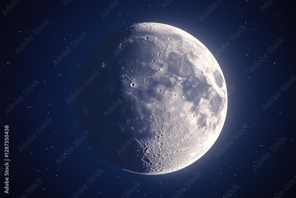 Fototapeta premium The Moon Is Shown With Many Craters And Stars