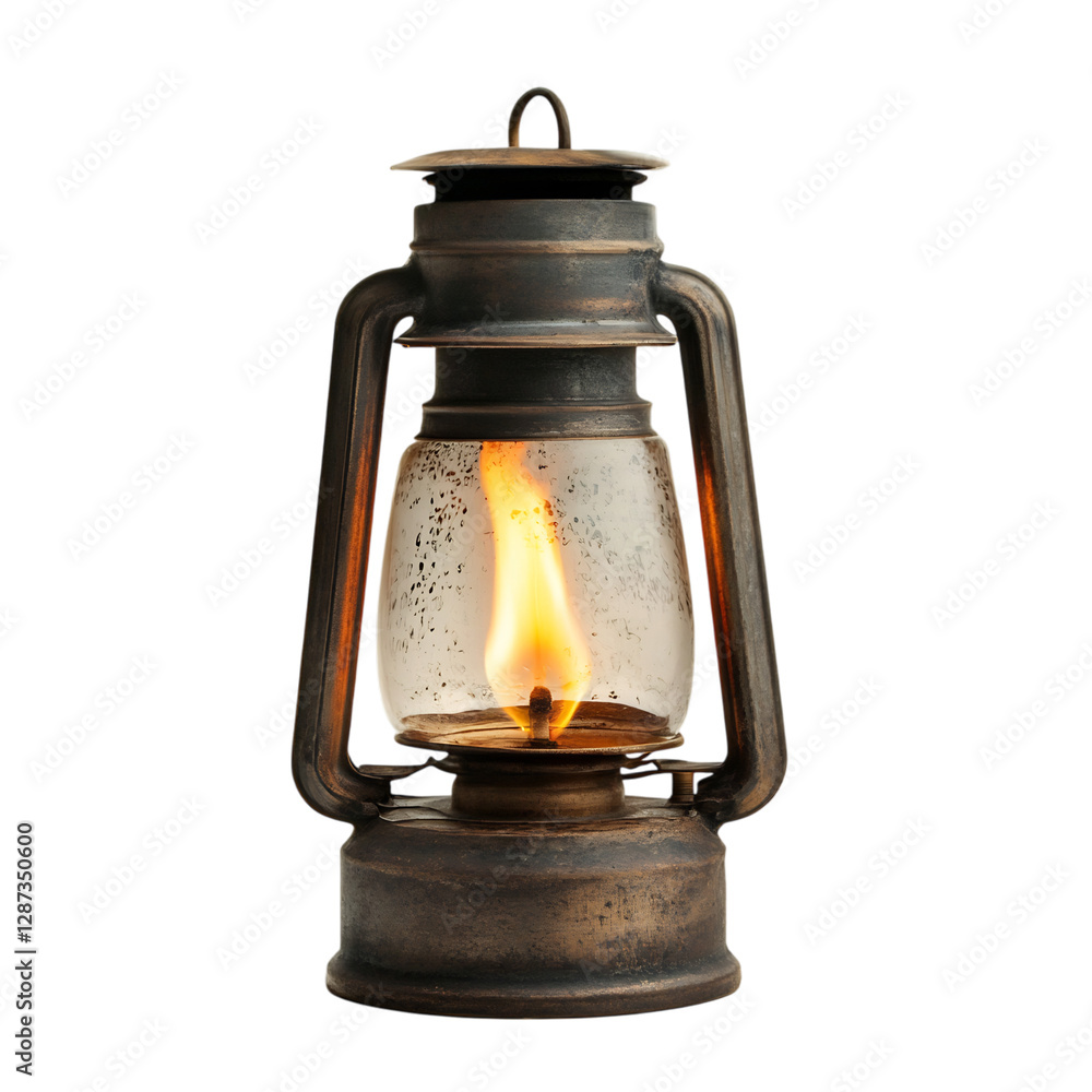A Long Burning Flame from a Traditional Oil Lantern Isolated on Transparent Background A Long Burning Flame from a Traditional Oil Lantern Isolated on Transparent Background
