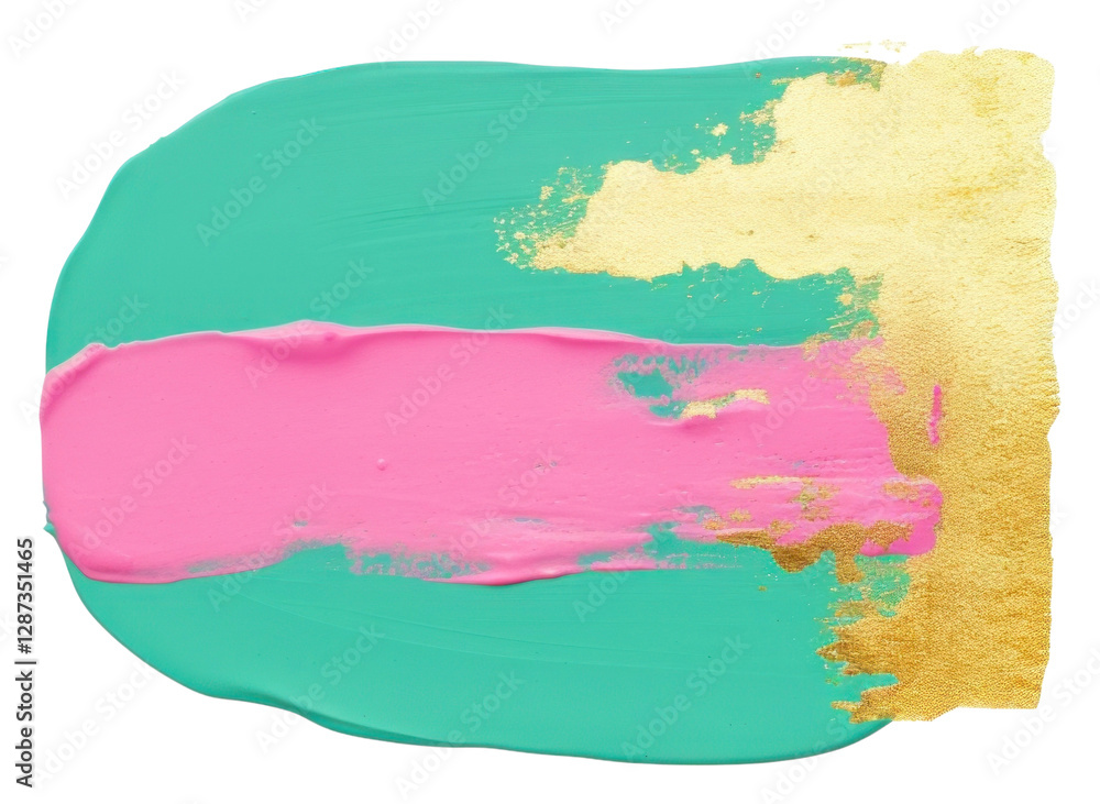 Obraz premium PNG Teal mix pink abstract shape painting white background acrylic paint.
