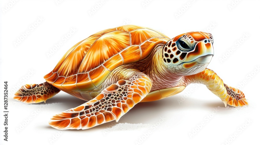 Fototapeta premium Swimming sea turtle ocean wildlife photography underwater side view marine life conservation