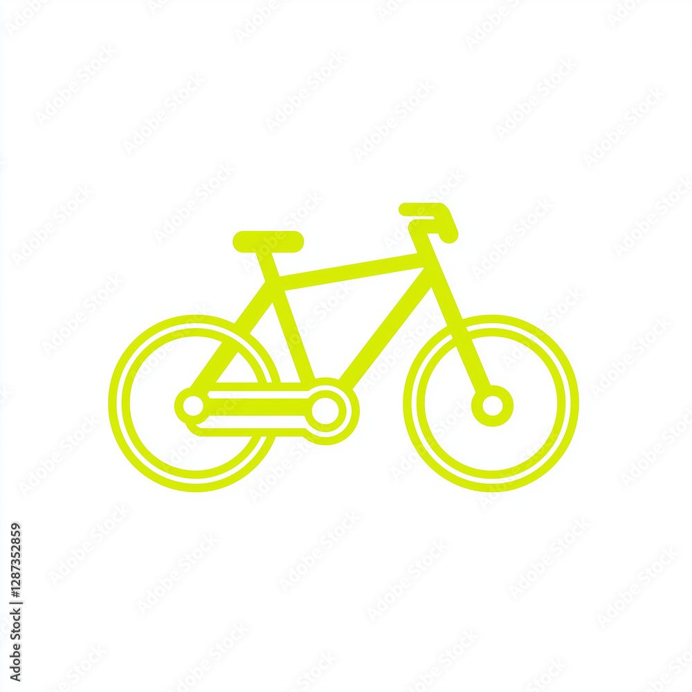 Fototapeta premium Lime Green Bicycle Line Art Simple Bike Illustration
