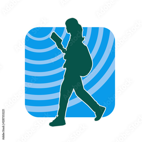 Silhouette of a female traveller with backpack