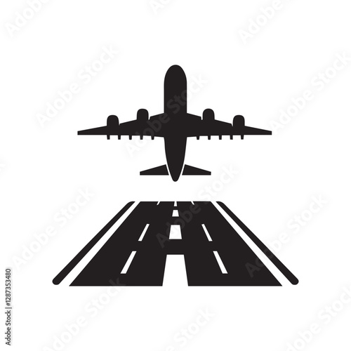 Plane Takeoff Icon Silhouette Vector | Aviation Flight Illustration