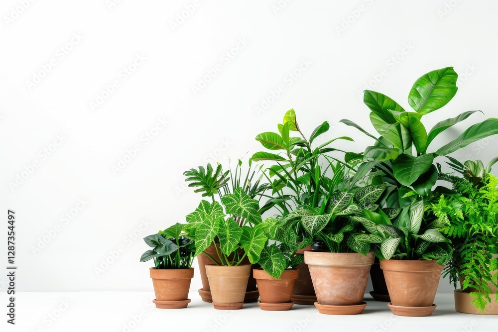 High Resolution of Popular Potted Houseplants in White Background High Resolution of Popular Potted Houseplants in White Background