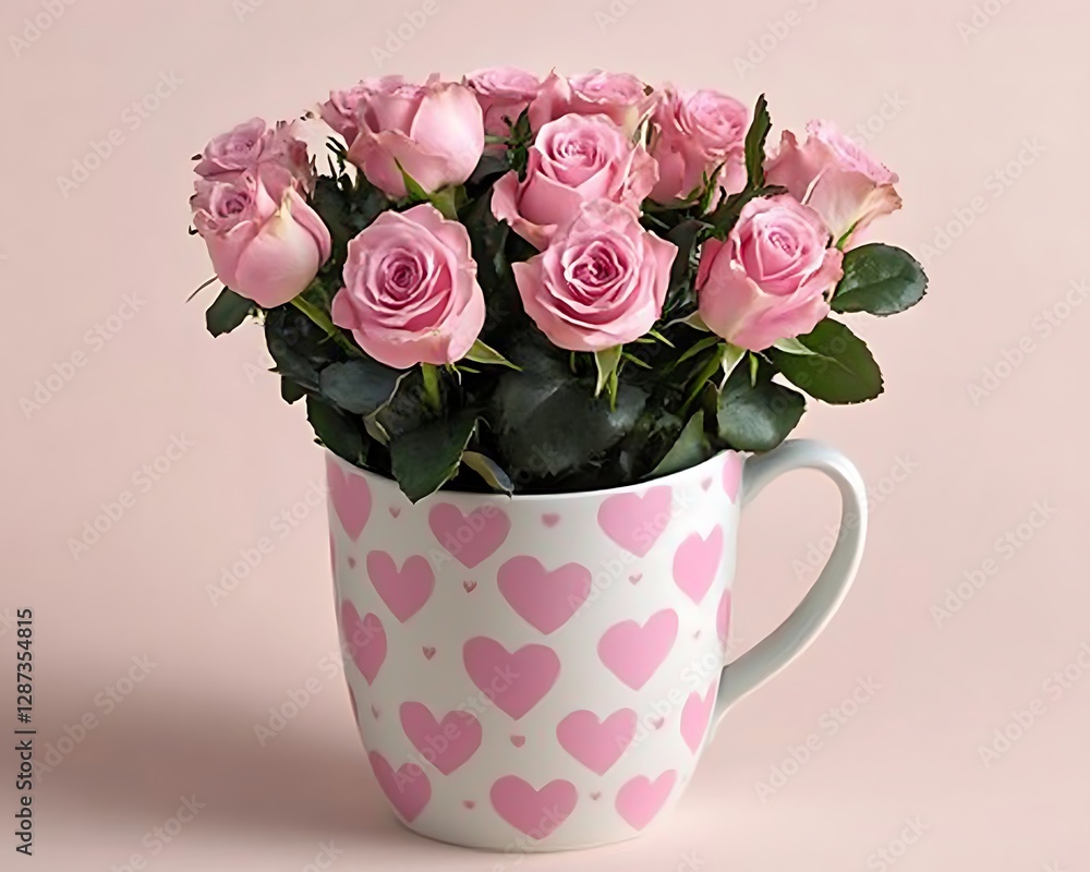 Pink Roses in Heart Mug Pink Roses in Heart Mug