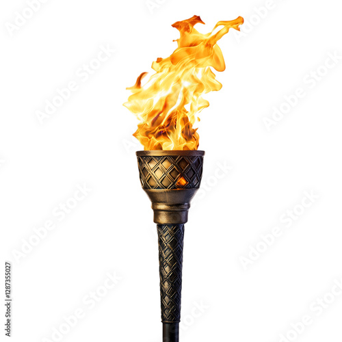 A Strong Fierce Flame Rising from a Burning Torch Isolated on Transparent Background
