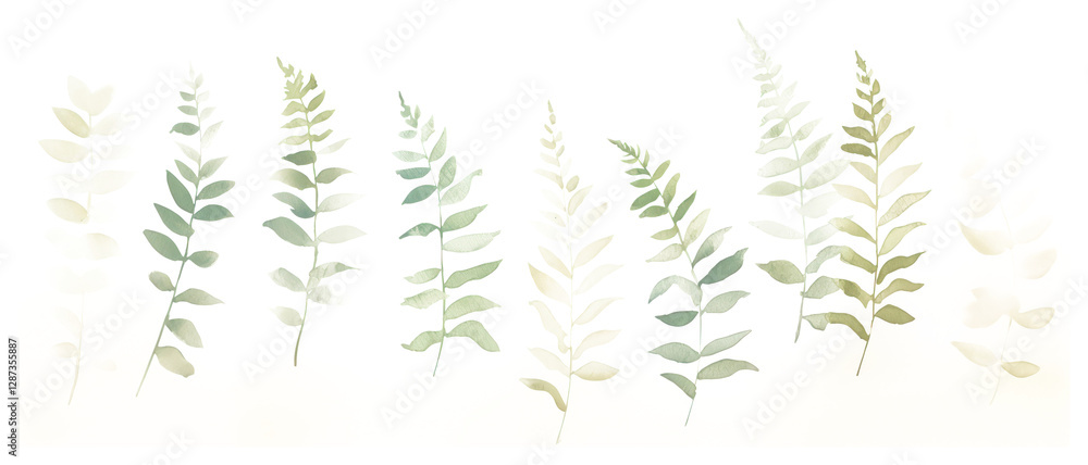 Fototapeta premium PNG Ferns as divider watercolor astragalus outdoors weather.