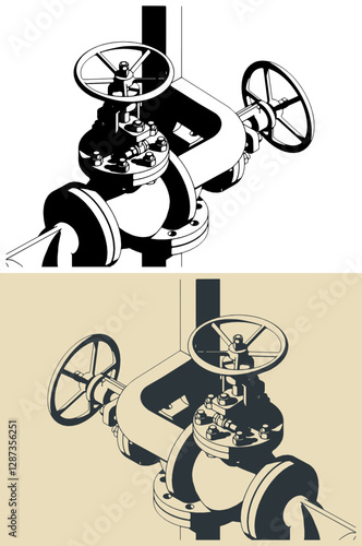 Globe valves close-up illustrations