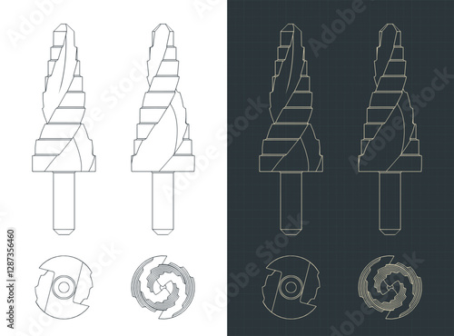 Stepped drill bit blueprints