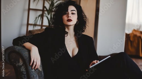woman, laptop, computer, business, internet, home, The modern professional wo...