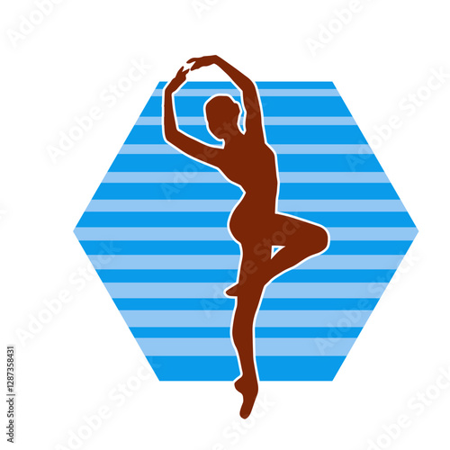 Silhouette of a female ballet dancer in action pose. Silhouette of a ballerina girl dancing pose.