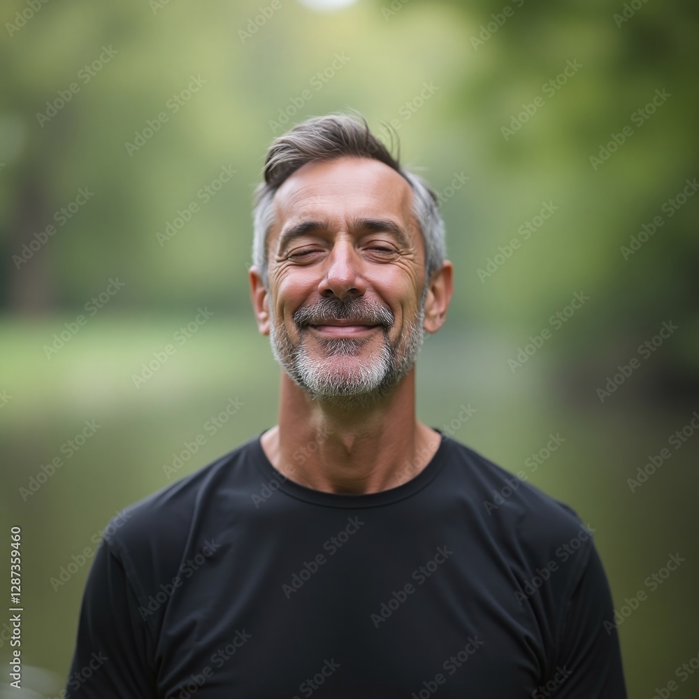 Fototapeta premium A portrait of a happy man in nature.
