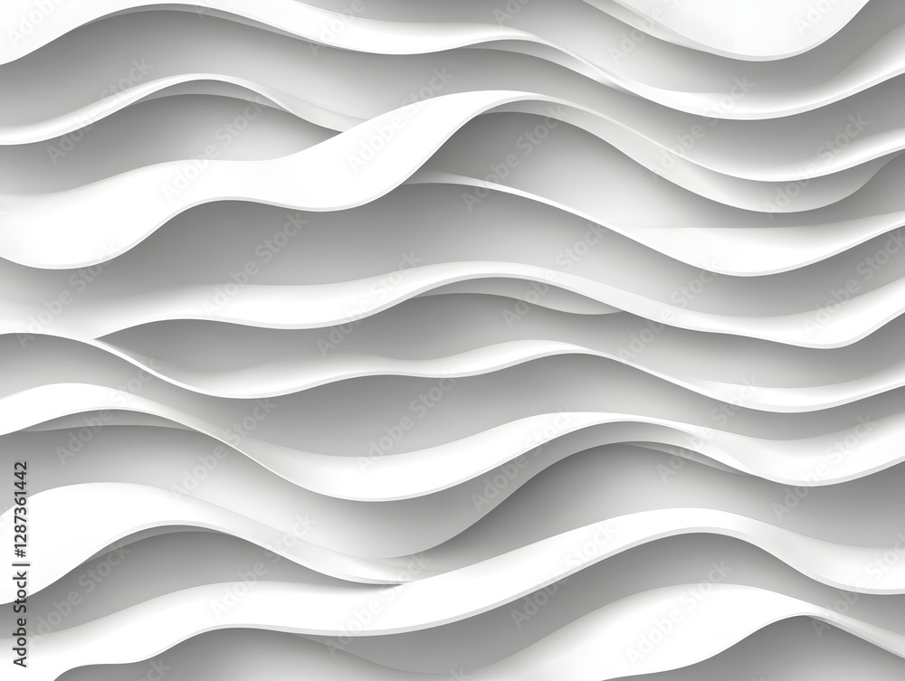 Fototapeta premium Abstract white wave pattern with smooth curves and flowing lines for modern background design
