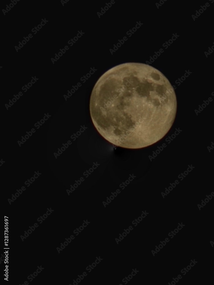 Fototapeta premium Winter Full Moon in the black night sky 