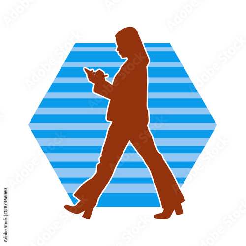 Silhouette of a secretary or female office worker wearing formal business suit.