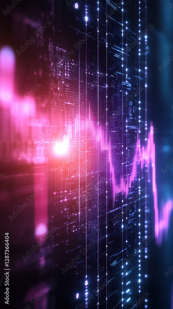 Obraz premium Digital sound wave visualization with vibrant colors and patterns